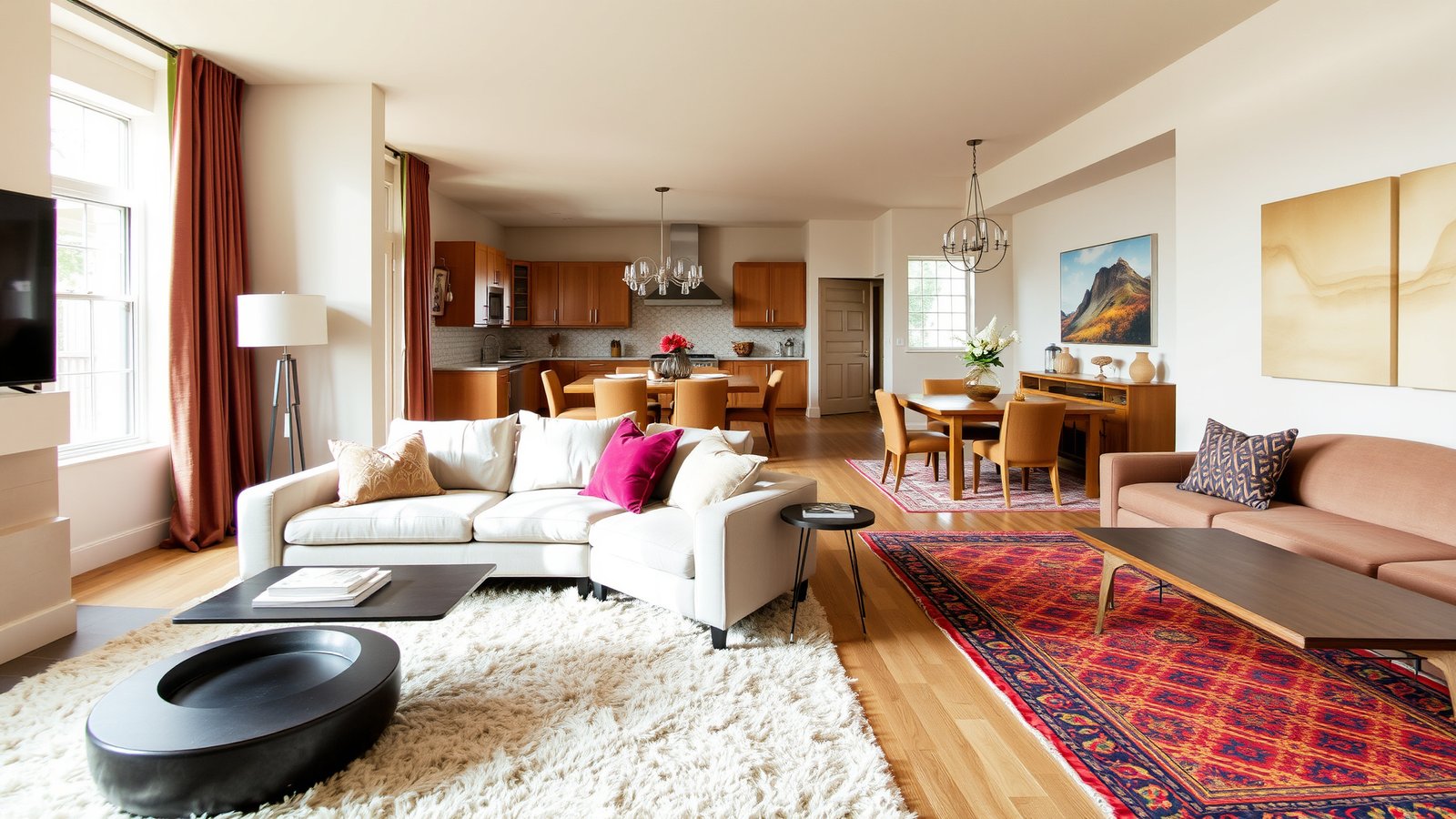 1. Define Zones with Area Rugs