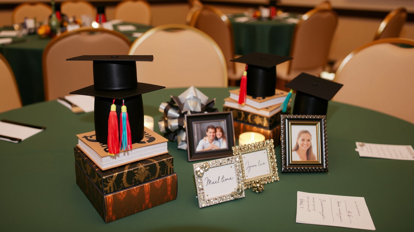 1. Graduation Cap Centerpieces