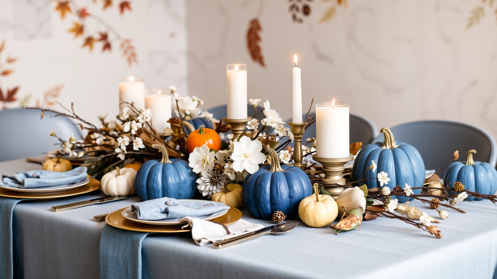 10. Blue and White Seasonal Decor