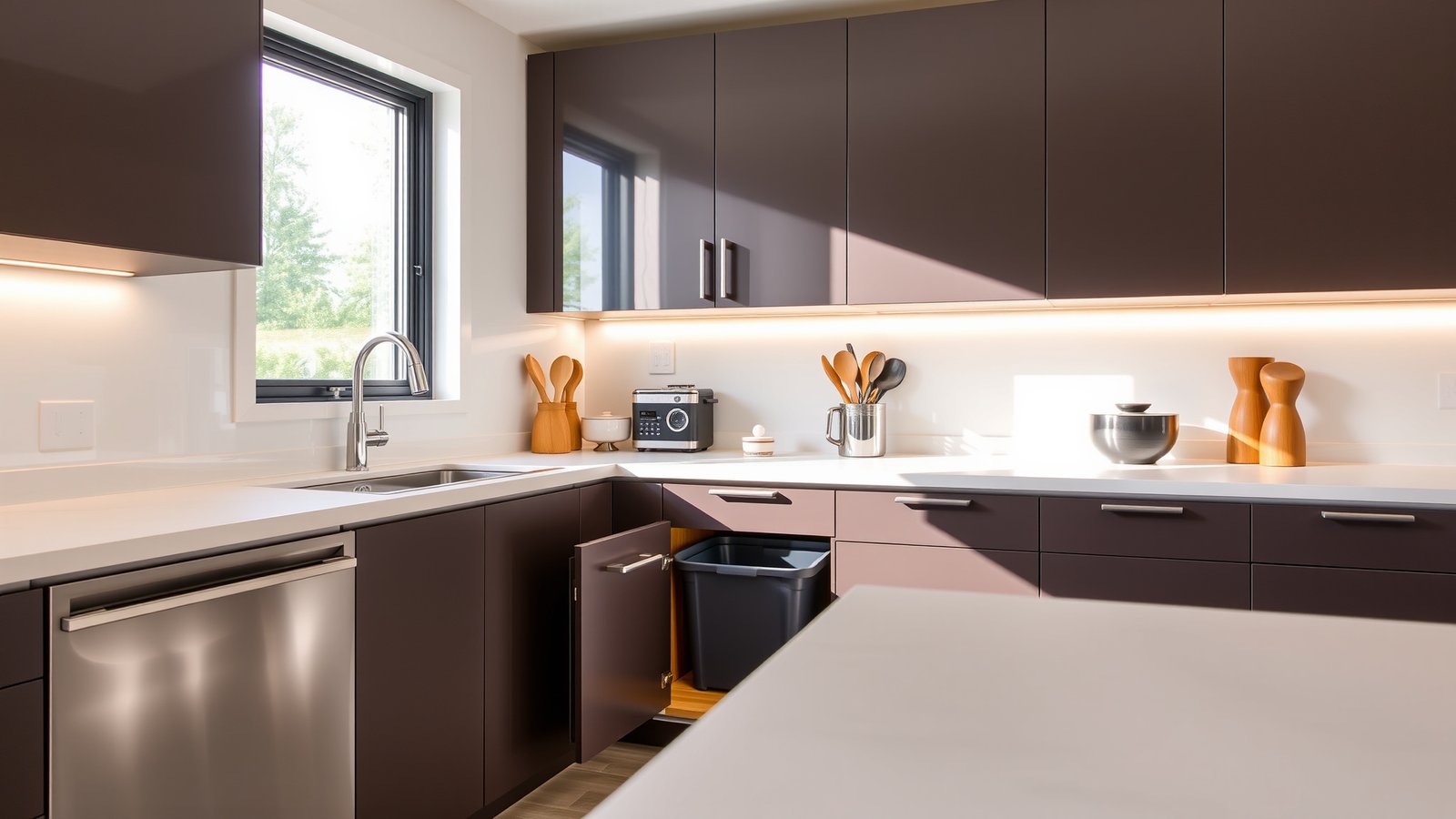 10. Pull-Out Trash Bins