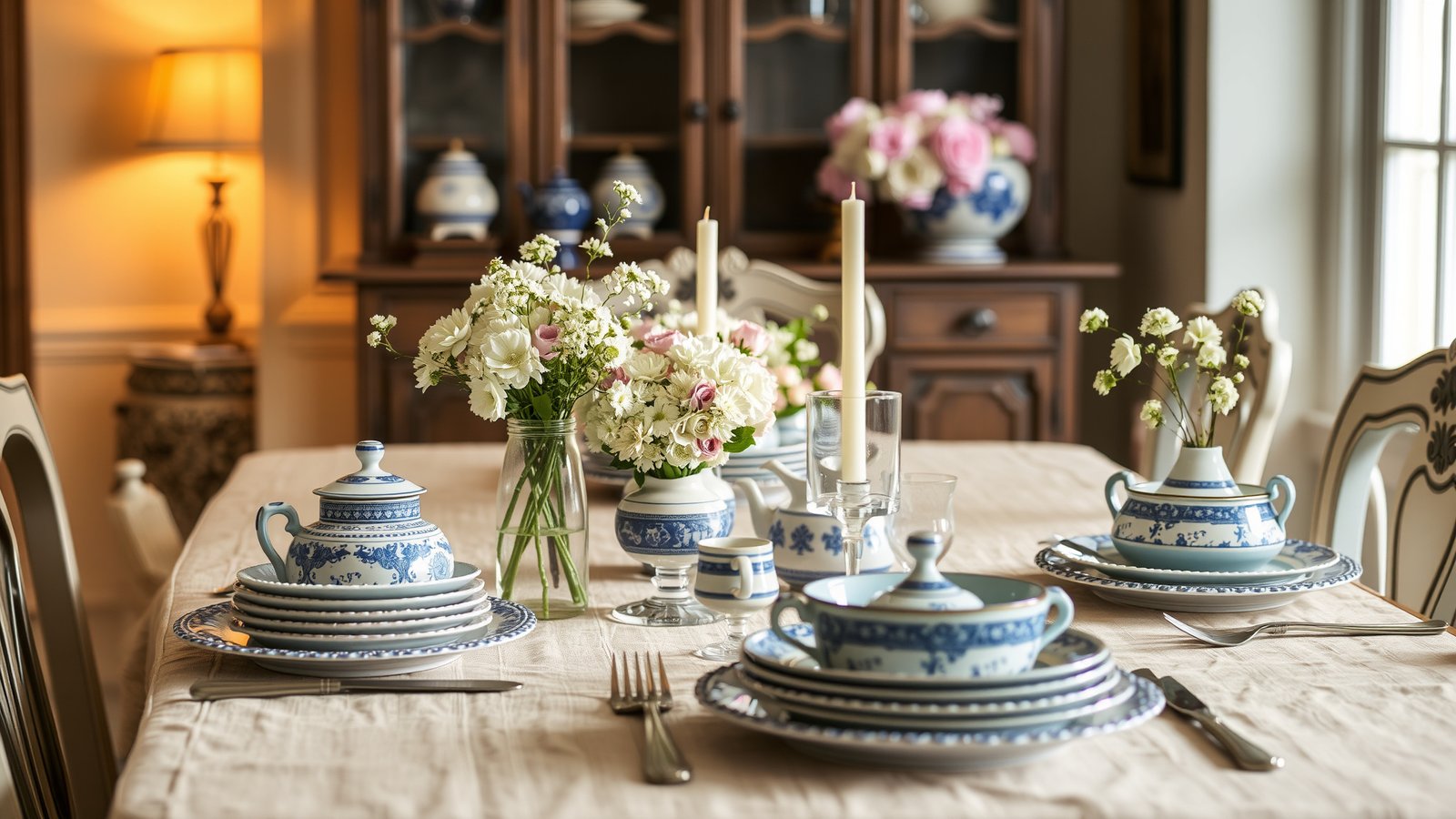 12. Vintage Blue and White Decor
