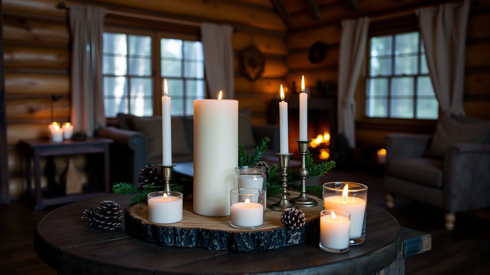 14. Cozy Cabin Scent with Candles