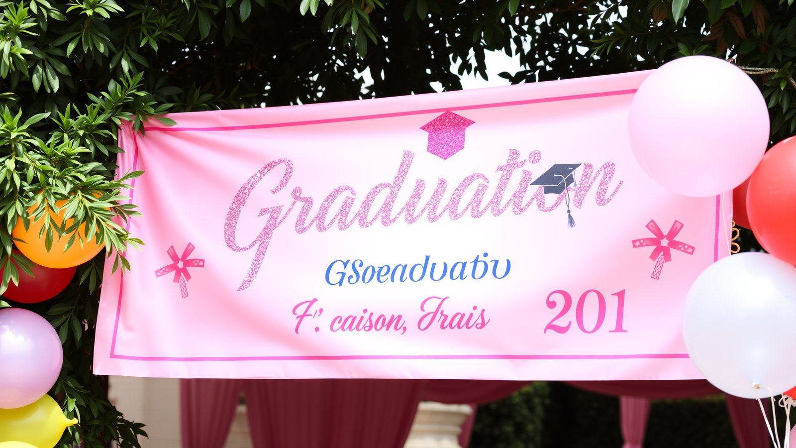 4. Pink Graduation Banner