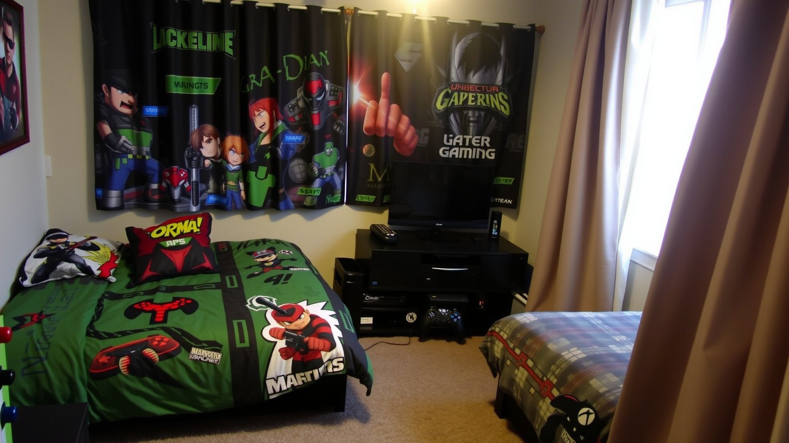 6. Themed Bedding and Curtains