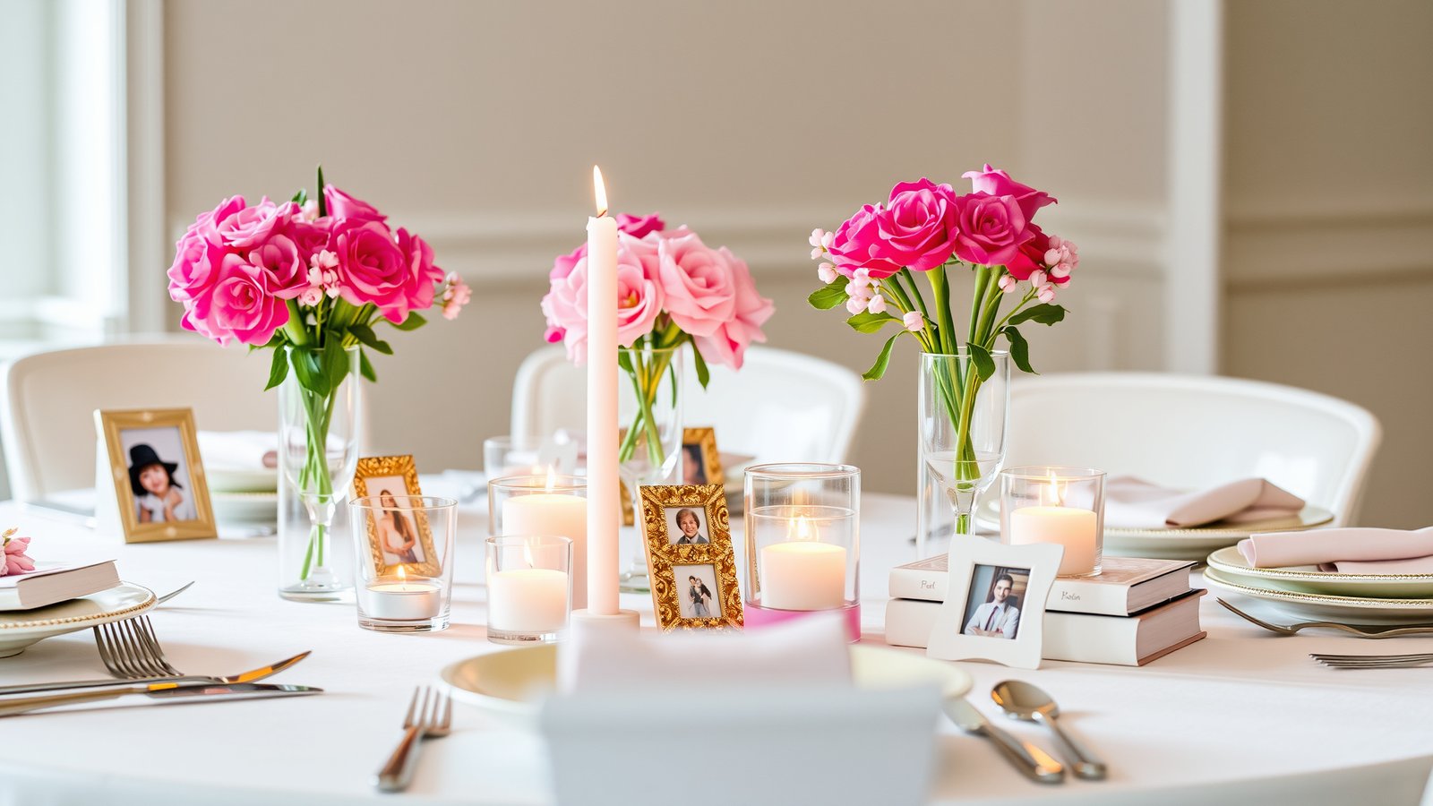 8. Pink Table Centerpieces