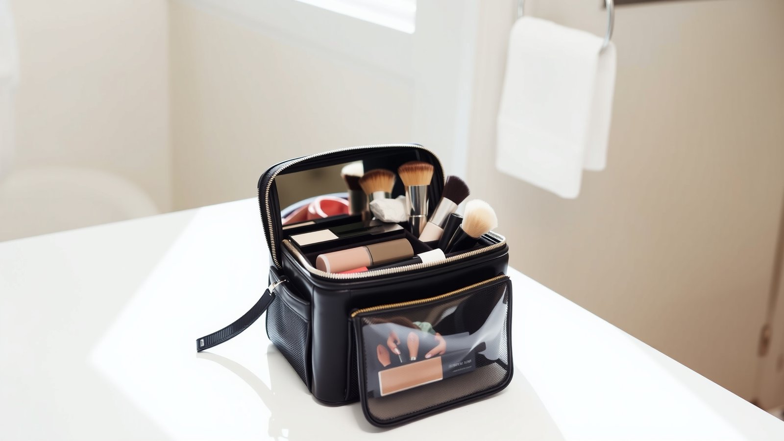 9. Use a Travel-Sized Cosmetic Bag