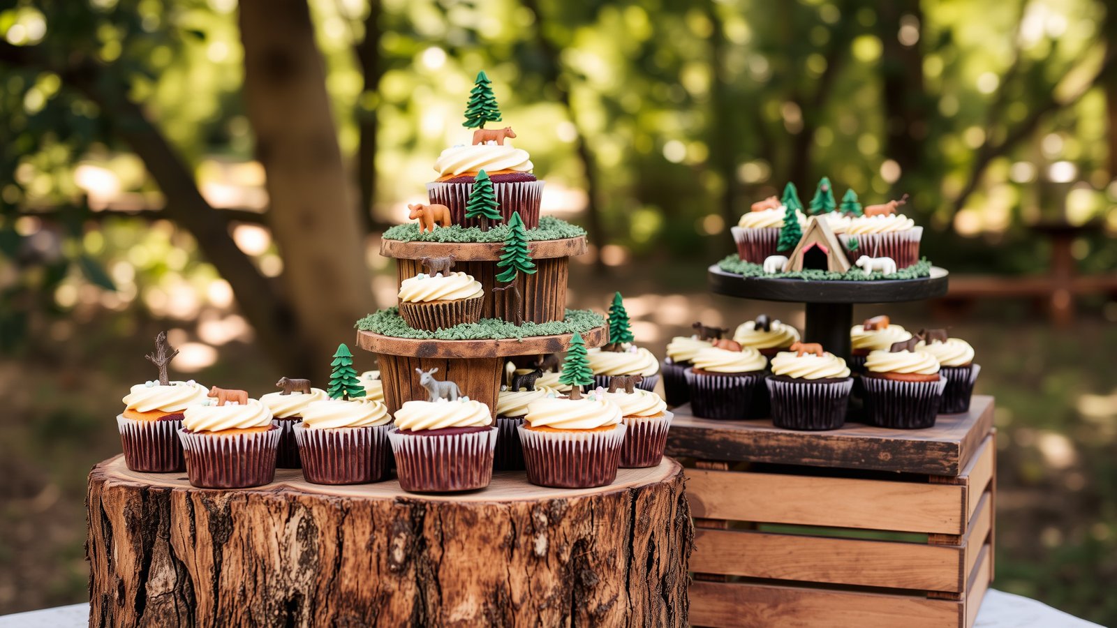 10. Nature-Themed Cupcake Stand