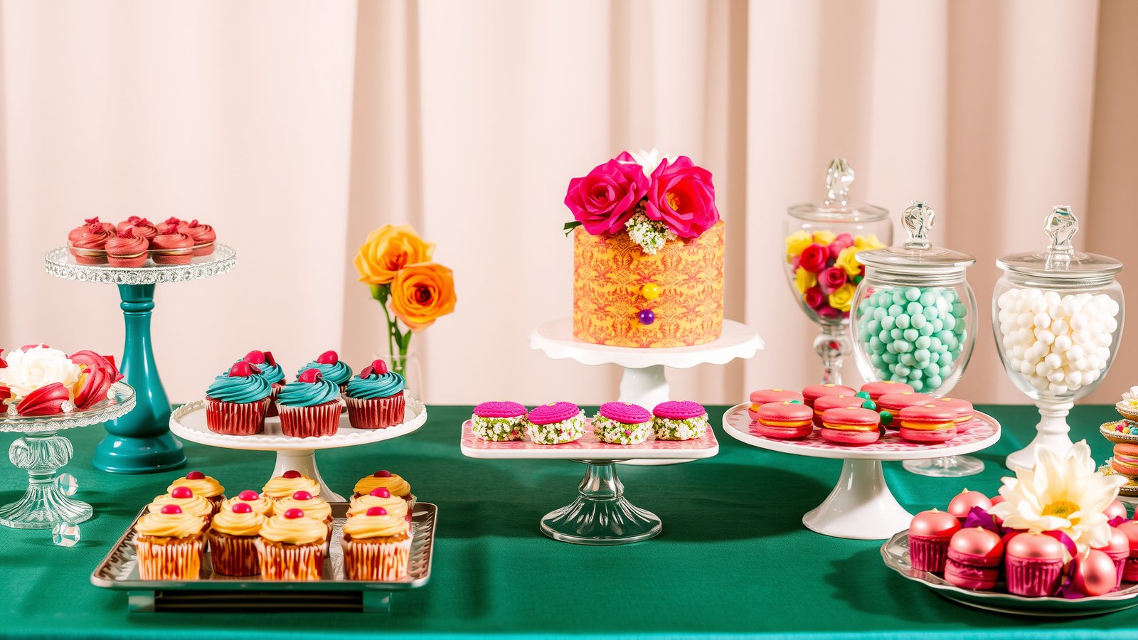 14. Jewel Tone Dessert Table