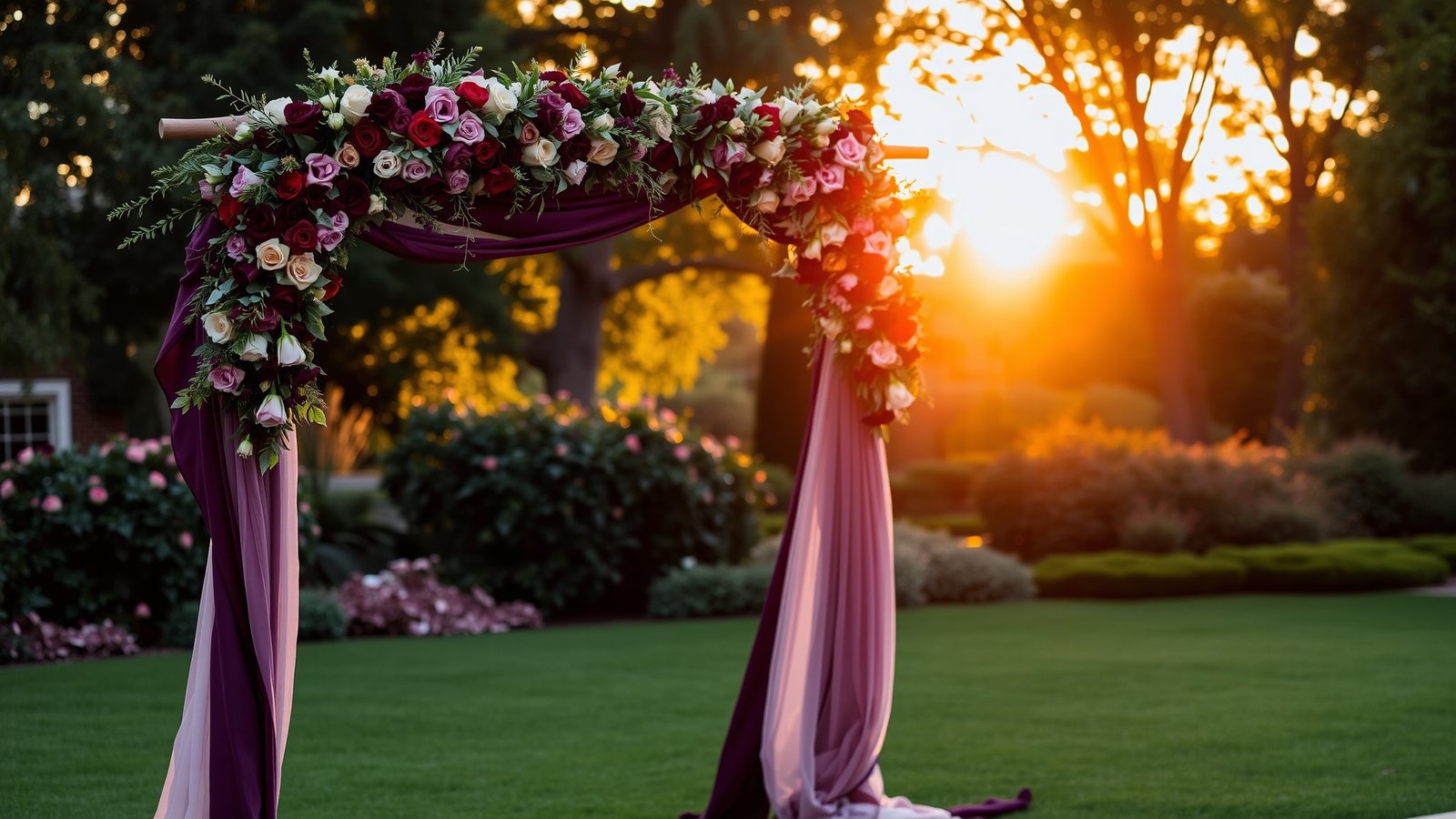 9. Jewel Tone Ceremony Backdrop