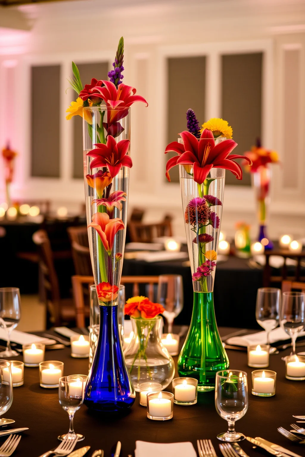 11. Wildflower Pillar Centerpieces