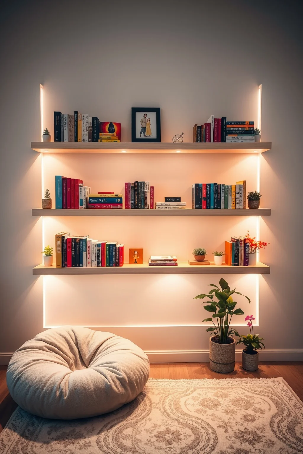 3. Floating Shelves of Books