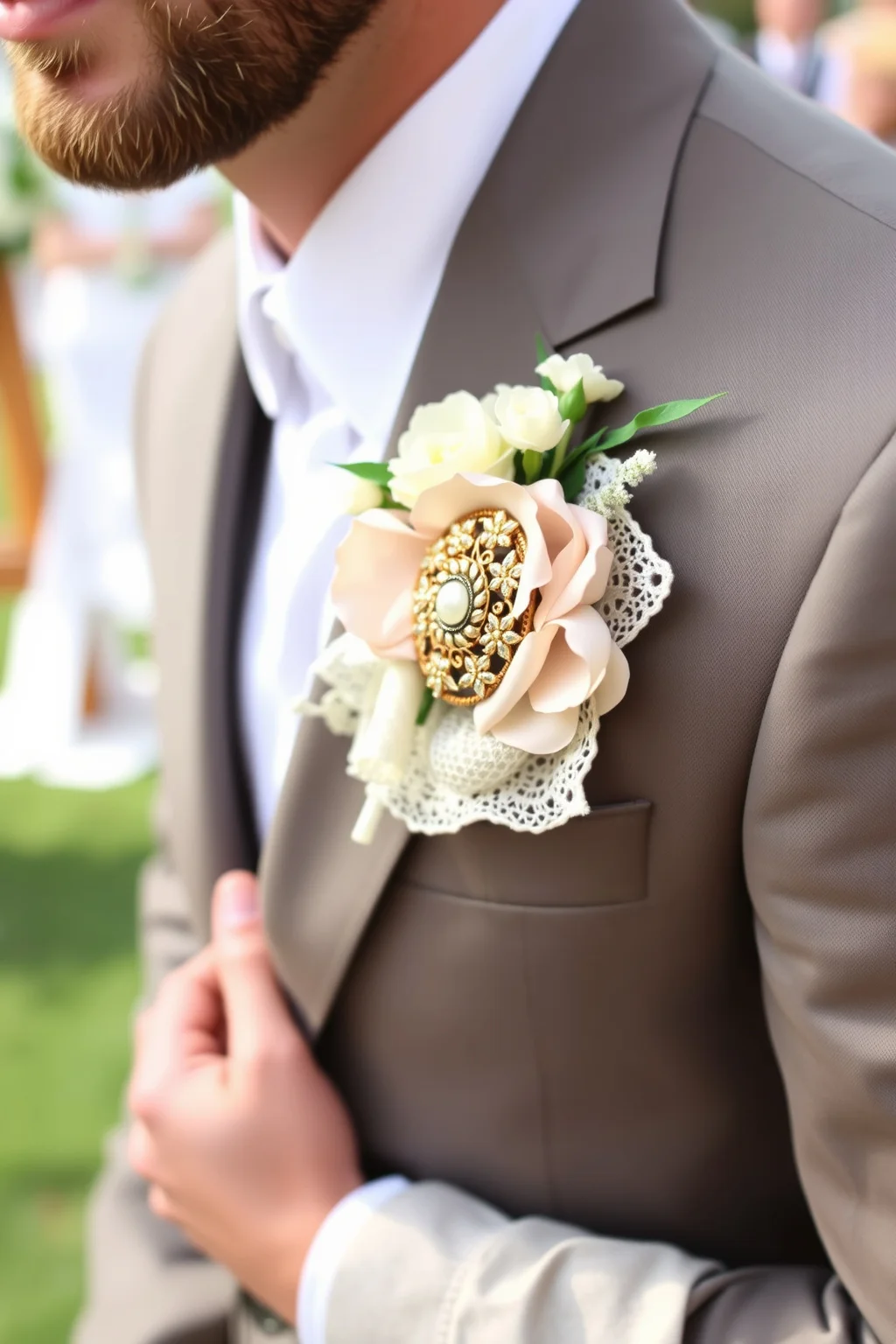 6. Vintage Brooch Boutonniere